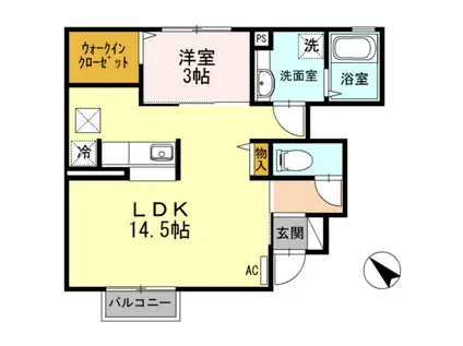 リバーサイドルーム西方(1LDK/1階)の間取り写真