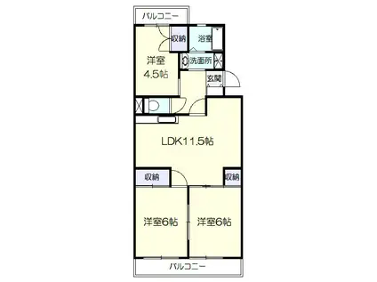 池之端ハイツ(3LDK/4階)の間取り写真