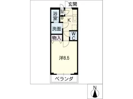 シーズンコートみよし(1K/1階)の間取り写真