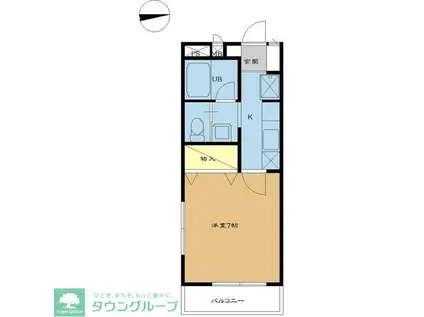 ヴェルドミール(1K/1階)の間取り写真