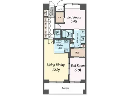 パシフィックレジデンス目黒本町(2LDK/2階)の間取り写真