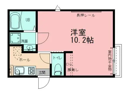 カーサフェリーチェ大船観音(1K/3階)の間取り写真