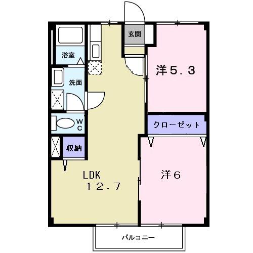 グリーンハイツ(2LDK/1階)の間取り写真