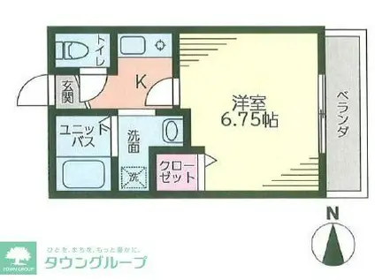 ウッドベルV(1K/1階)の間取り写真