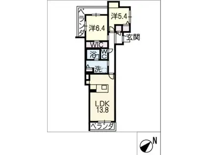 ブルーウィング(2LDK/2階)の間取り写真