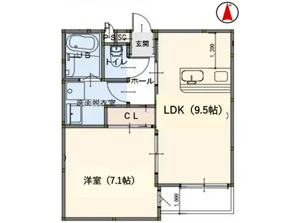 プライベートレジデンス 京都駅西(1LDK/1階)の間取り写真