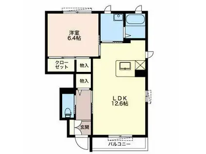 コンフォートKAMIPARK イースト(1LDK/1階)の間取り写真