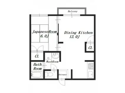 アネックス石川C棟(1LDK/1階)の間取り写真