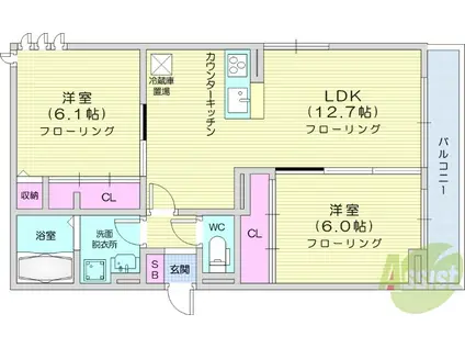 D-ROOM七曲2(2LDK/2階)の間取り写真