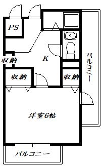 リッツ箕面(1K/3階)の間取り写真