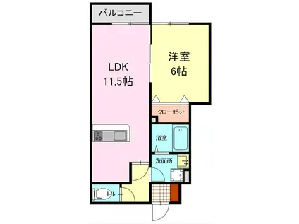 ヴィラ・クローバー(1LDK/1階)の間取り写真