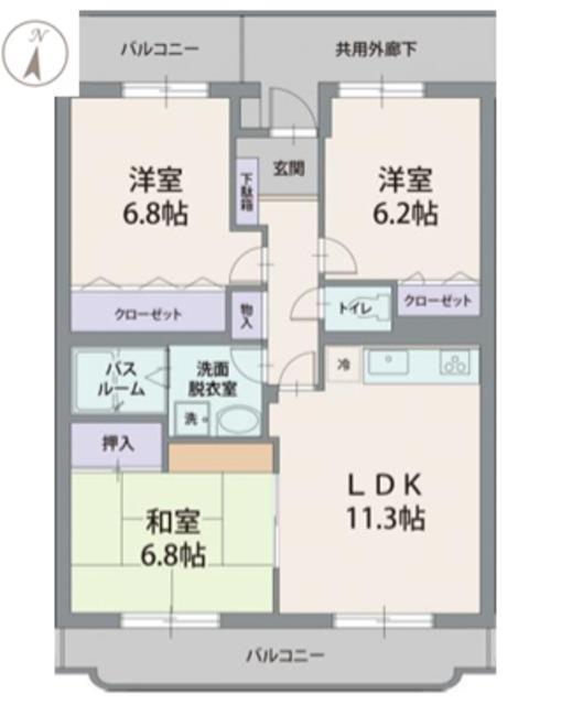 フェルミエール香貫(3LDK/2階)の間取り写真