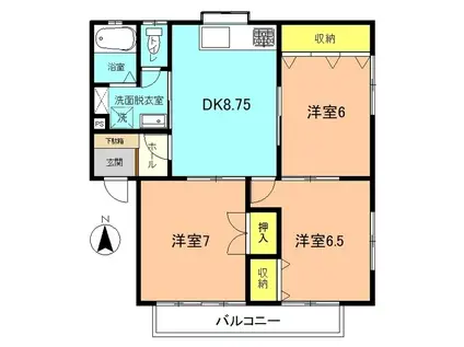 長尾ハイツA(3DK/1階)の間取り写真