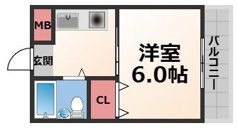 エルバハイツ(1K/3階)の間取り写真
