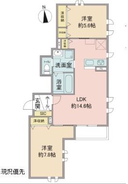 WISTERIA VILLAGE(2LDK/1階)の間取り写真