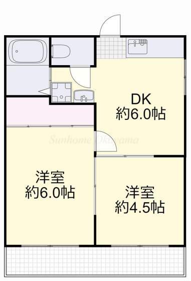 メゾン富田(2DK/3階)の間取り写真