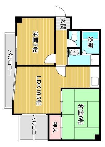 ライフ野江(2LDK/4階)の間取り写真