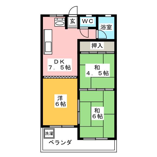コーポかさはら(3DK/2階)の間取り写真