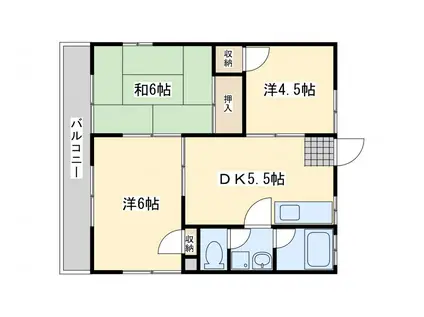 エントピア引野(3DK/2階)の間取り写真