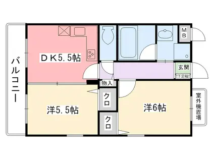 ヴェルテ樋口(2DK/2階)の間取り写真