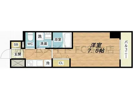 エスリード心斎橋LUXUE(1K/14階)の間取り写真