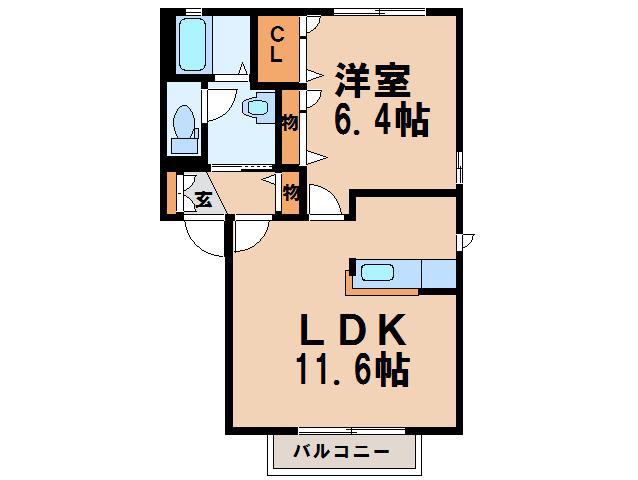 ベルメゾン(1LDK/2階)の間取り写真