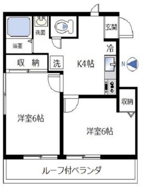 サンハイツ桜丘(2DK/4階)の間取り写真