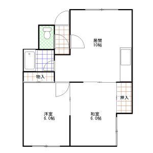 光栄荘(2LDK/2階)の間取り写真