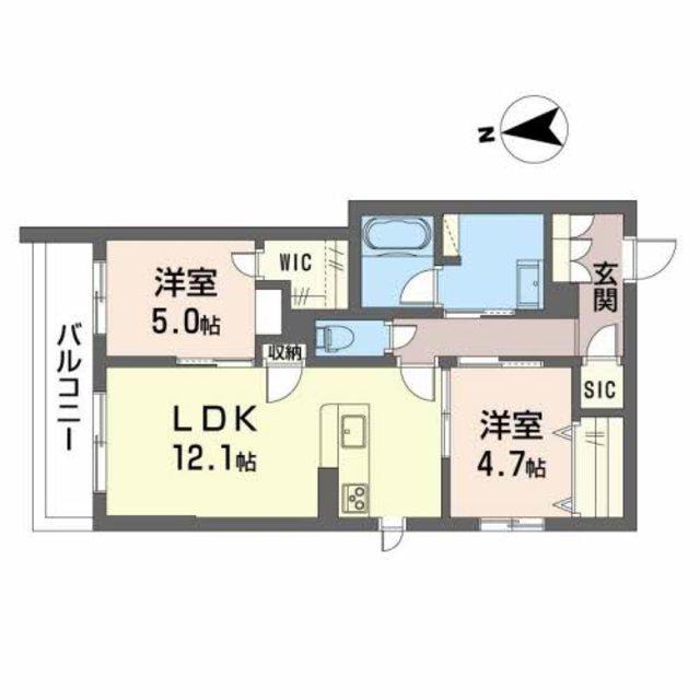 SHAMAISON リバーヒルズ(2LDK/2階)の間取り写真