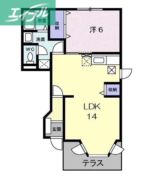 クレストハイムC(1LDK/1階)の間取り写真