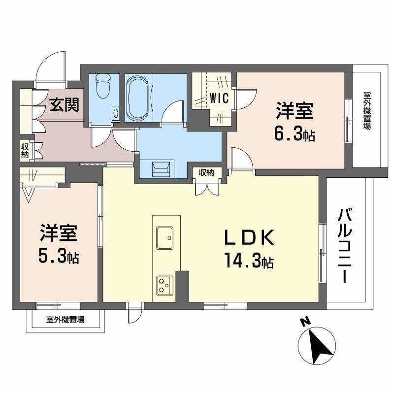 シャーメゾングランデ(2LDK/2階)の間取り写真