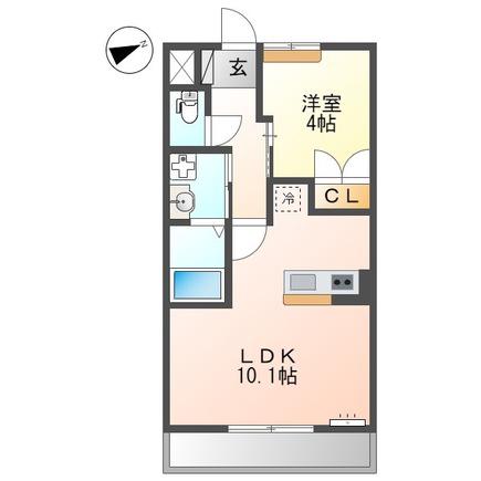 ライジング・サン(1LDK/2階)の間取り写真