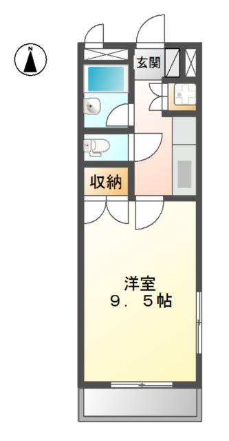 ピアチェーレTII左京山(1K/4階)の間取り写真