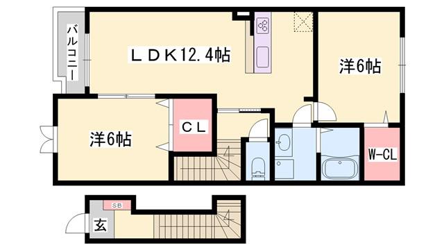 サンリットヴィラA(1LDK/1階)の間取り写真