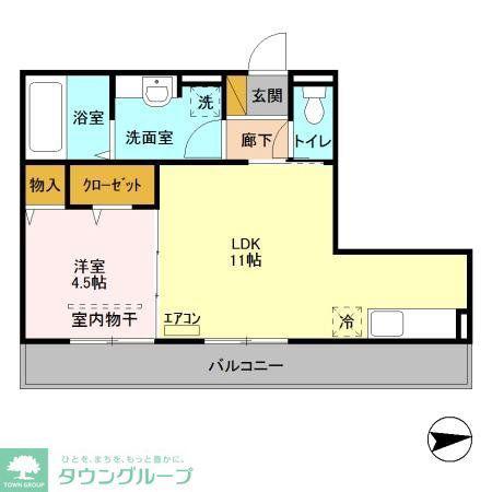 リヴェールII(1LDK/3階)の間取り写真
