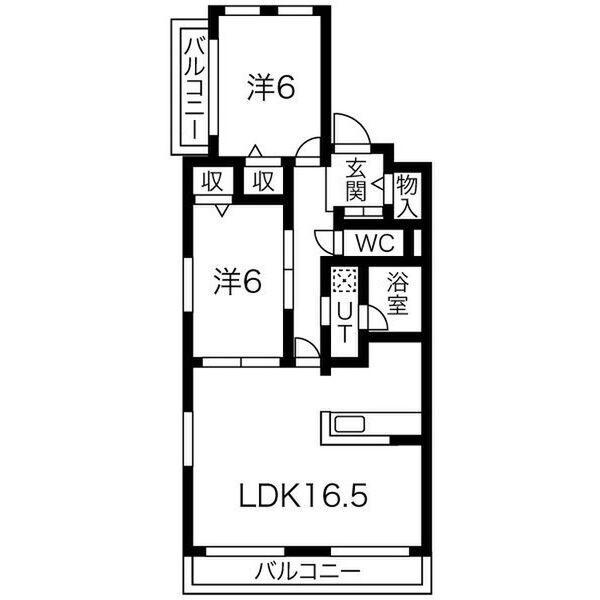 クリスタルスクエア(2LDK/3階)の間取り写真