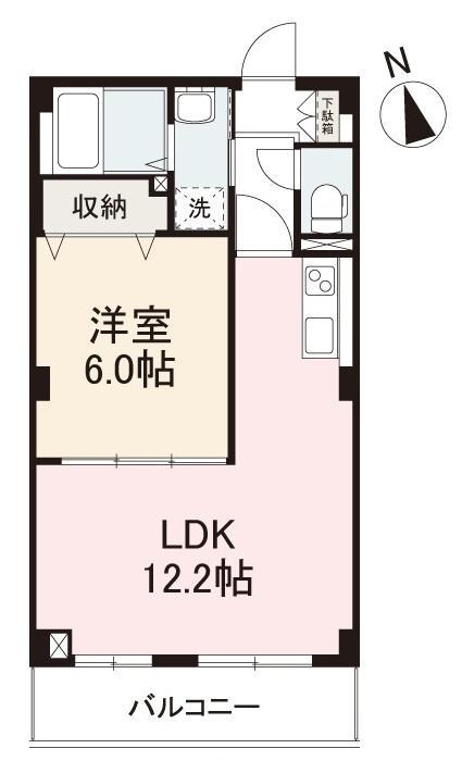 パークサイドヒルズ伏石(1LDK/3階)の間取り写真