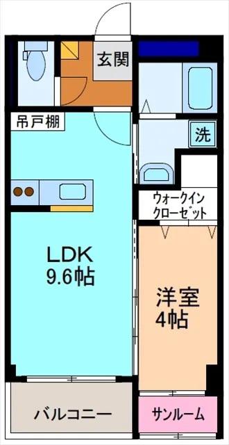 RUMIN(1LDK/2階)の間取り写真