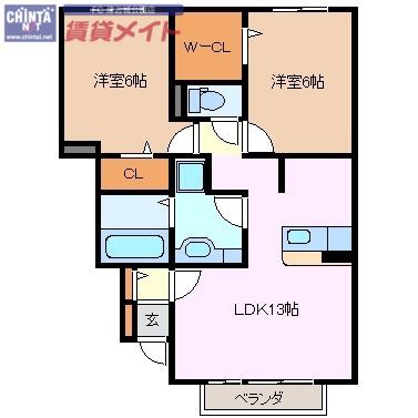 JOIE BONHEUR UN(2LDK/1階)の間取り写真