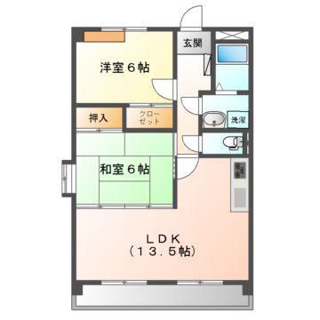 ジュエルタウン(2LDK/1階)の間取り写真