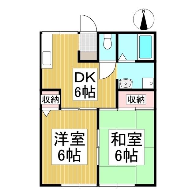 コーポU(2DK/2階)の間取り写真