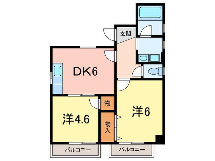 TMハイツ深江(2DK/4階)の間取り写真