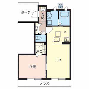 ヴィラーチェ高鷲B棟(1LDK/1階)の間取り写真