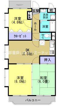 サンライズ吉野C棟(3DK/1階)の間取り写真