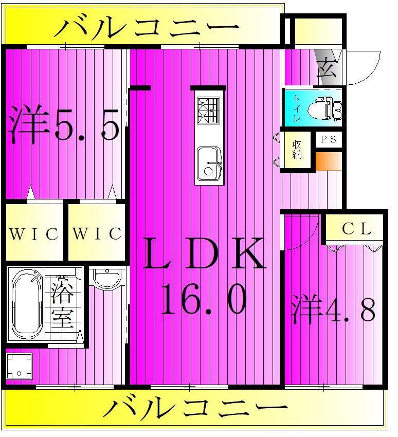 シャルマン柏の葉(2LDK/3階)の間取り写真