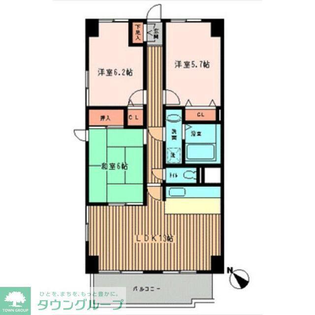 南藤沢AFビル(3LDK/7階)の間取り写真