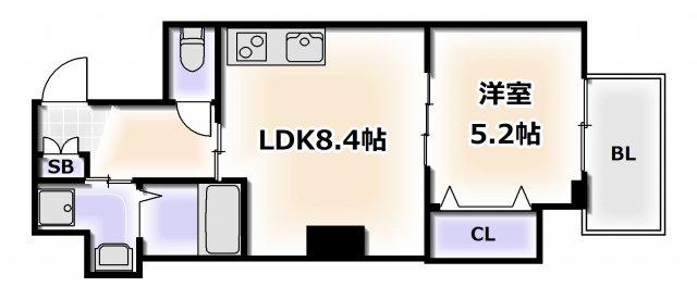ビオラコート(1LDK/6階)の間取り写真