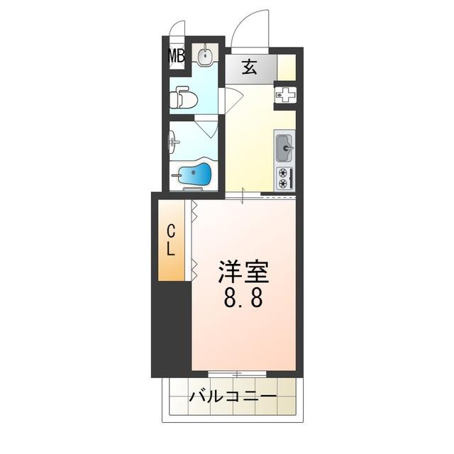 W.O.B 塚本(1K/4階)の間取り写真