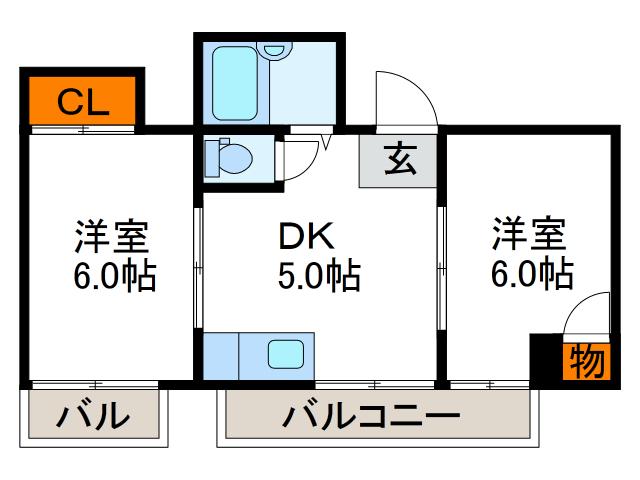 中善大正ハイツ(2DK/2階)の間取り写真