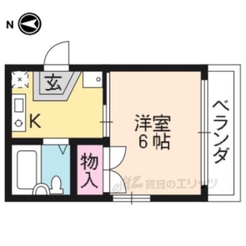 PLAISIR北山(1K/1階)の間取り写真